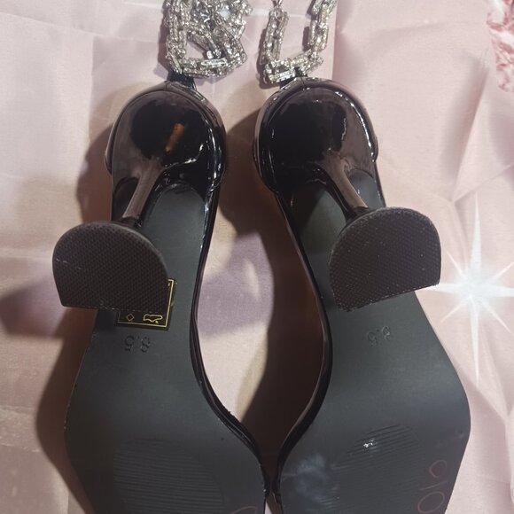 AZELEA WANG Ankle Wrap Chain Link Baguette's fluted heels size 8.5 - Picture 3 of 9